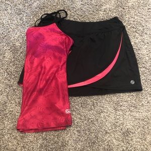 Black & Pink Workout Set - Tank Top and Skort